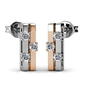 Rose Gold and Silver Earrings Made with Swarovski